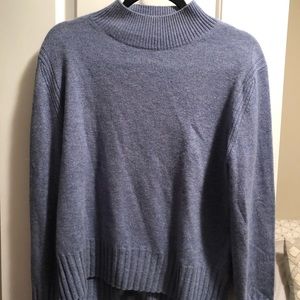 Blue cashmere mock neck sweater